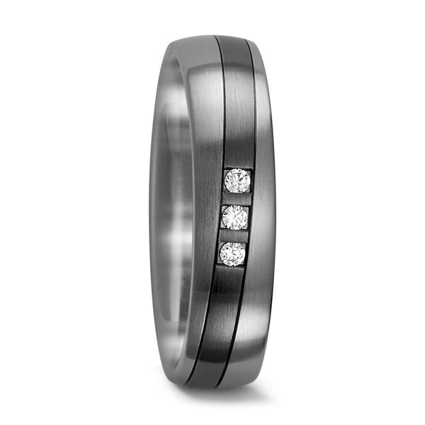 Partnerring 585/14 K Weissgold, 500 Palladium Diamant 0.045 ct, 3 Steine, w-si