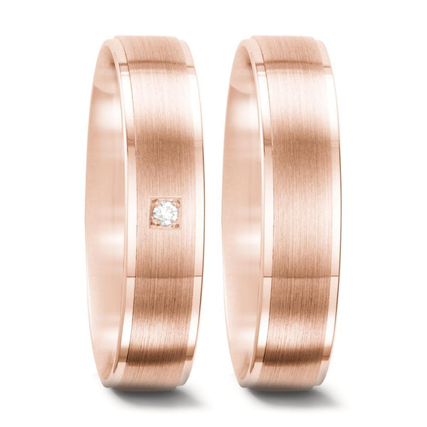 Partnerring 375/9 K Rosegold Diamant weiss, 0.015 ct, w-si