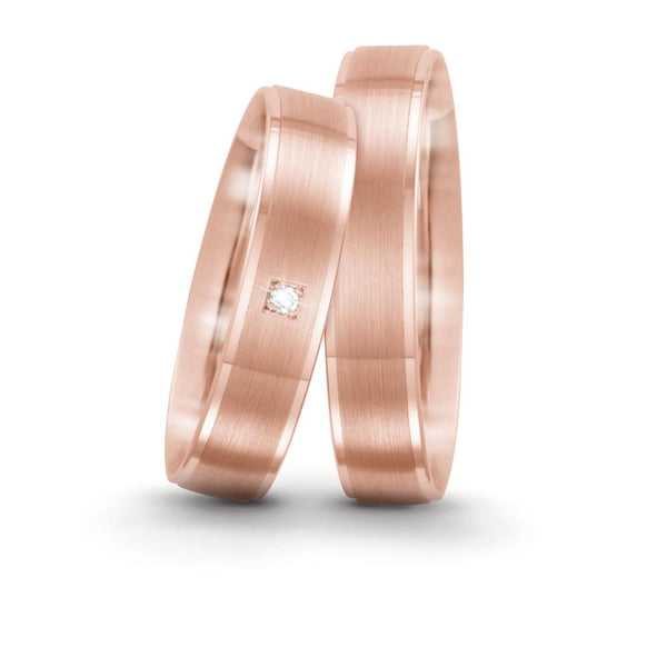 Partnerring 375/9 K Rosegold Diamant weiss, 0.015 ct, w-si