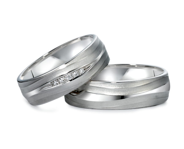 Partnerring 750/18 K Weissgold Diamant 0.028 ct, 5 Steine, tw-vsi