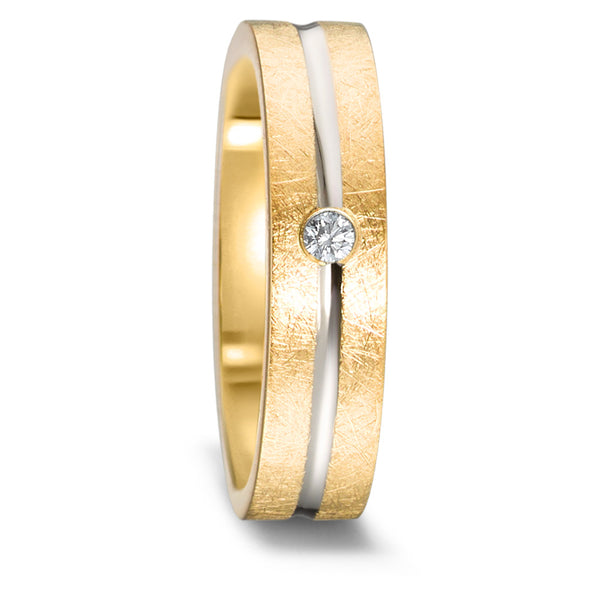 Partnerring 750/18 K Gelbgold, 750/18 K Weissgold Diamant 0.03 ct, w-si
