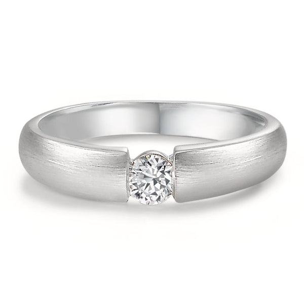 Solitär Ring 750/18 K Weissgold Diamant weiss, 0.20 ct, w-si Ø3.8 mm