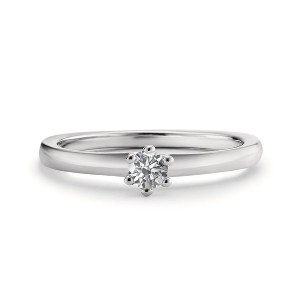 Solitär Ring 750/18 K Weissgold Diamant 0.15 ct, w-si