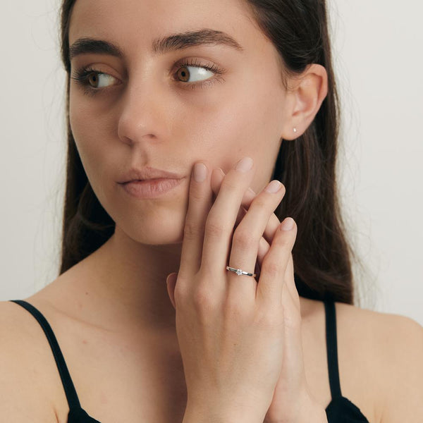 Solitär Ring 750/18 K Weissgold Diamant 0.15 ct, w-si