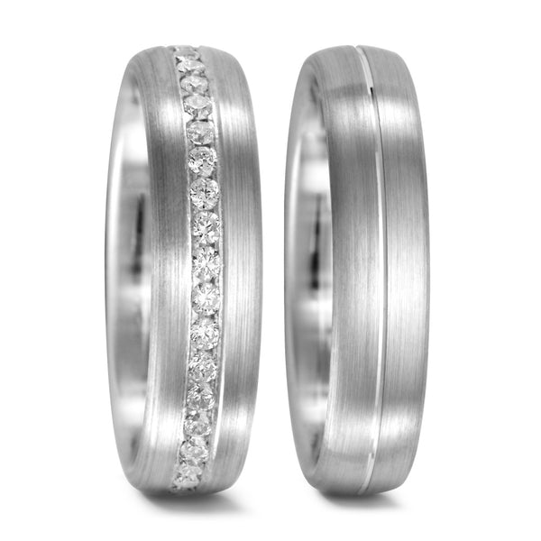 Partnerring 750/18 K Weissgold Diamant 0.555 ct, 37 Steine, w-si