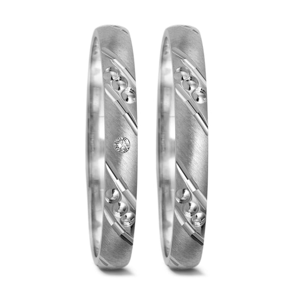 Partnerring 750/18 K Weissgold Diamant 0.01 ct, tw-si