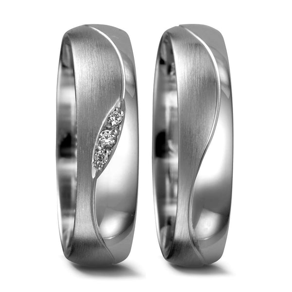 Partnerring 950 Palladium Diamant 0.02 ct, 3 Steine, tw-vsi