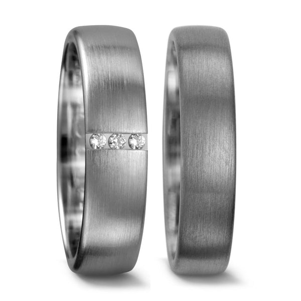 Partnerring 950 Palladium Diamant 0.03 ct, 3 Steine, tw-vsi