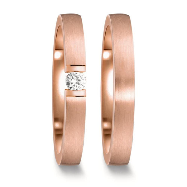 Partnerring 585/14 K Rosegold Diamant weiss, 0.10 ct, w-si