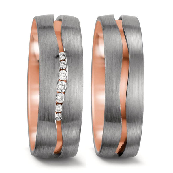 Partnerring 750/18 K Rotgold, 750/18 K Weissgold