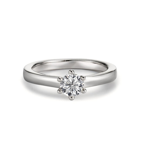 Solitär Ring 750/18 K Weissgold Diamant weiss, 0.50 ct, Brillantschliff, si, IGI Ø5 mm