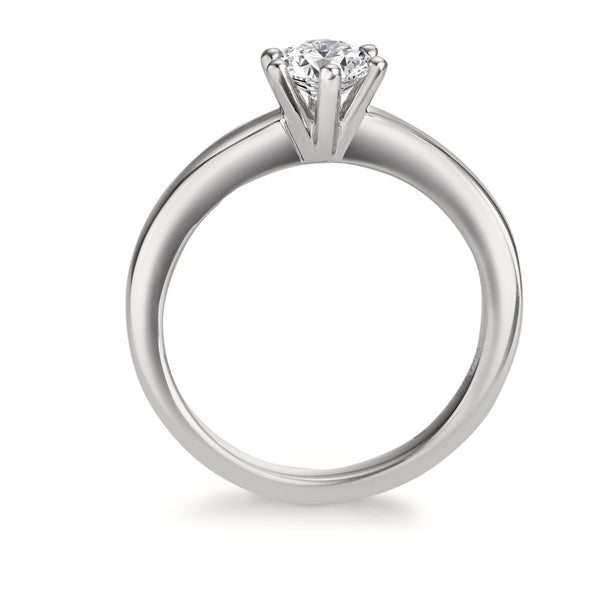 Solitär Ring 750/18 K Weissgold Diamant weiss, 0.50 ct, Brillantschliff, si, IGI Ø5 mm