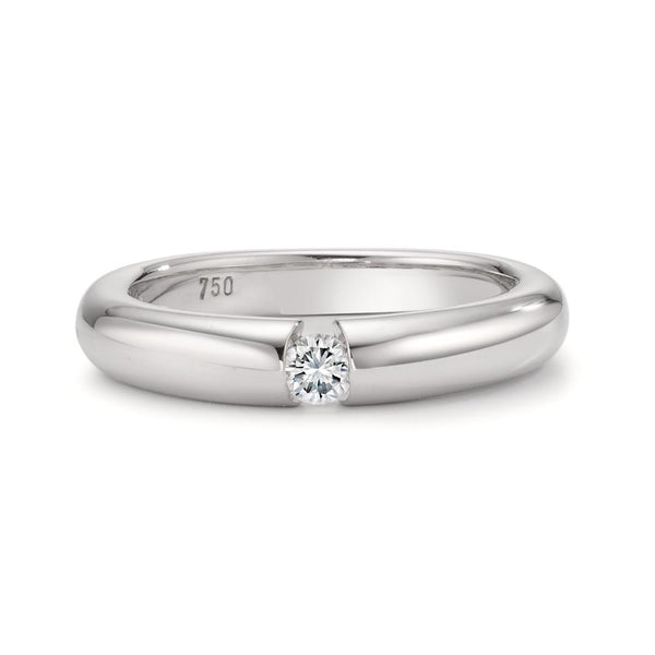 Solitär Ring 750/18 K Weissgold Diamant weiss, 0.10 ct, Brillantschliff, w-si