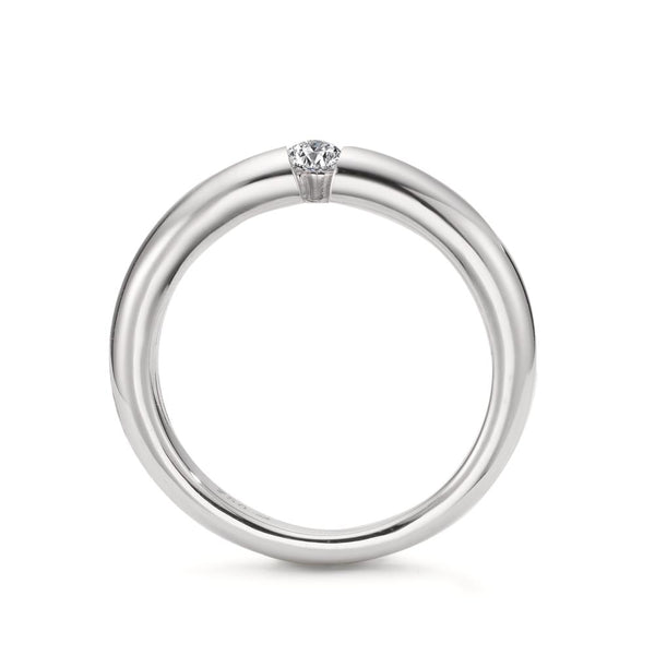 Solitär Ring 750/18 K Weissgold Diamant weiss, 0.10 ct, Brillantschliff, w-si