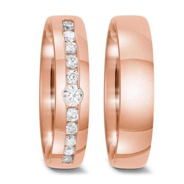 Partnerring 750/18 K Rotgold Diamant 0.37 ct, 11 Steine, w-si