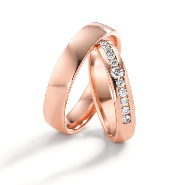Partnerring 750/18 K Rotgold Diamant 0.37 ct, 11 Steine, w-si