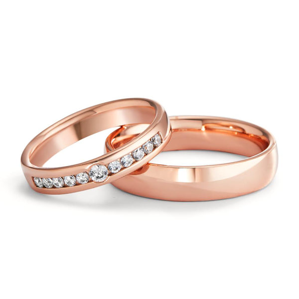 Partnerring 750/18 K Rotgold Diamant 0.37 ct, 11 Steine, w-si