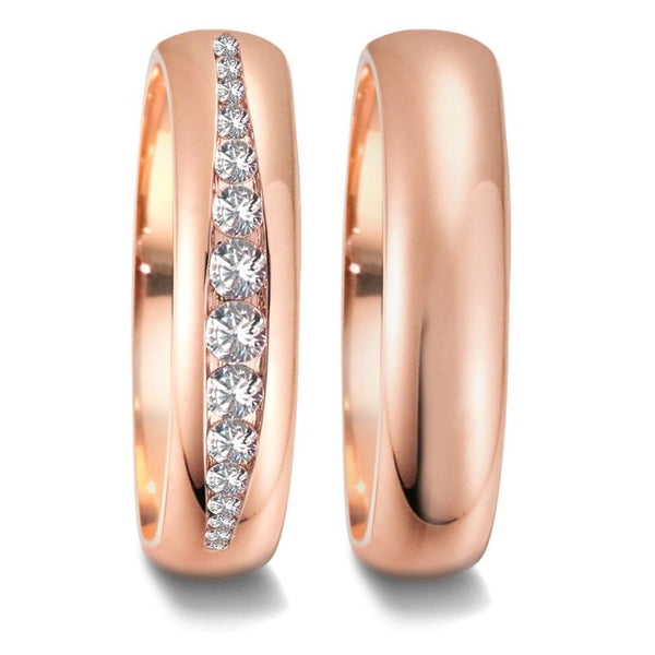 Partnerring 750/18 K Rosegold Diamant 0.28 ct, 15 Steine, tw-vsi
