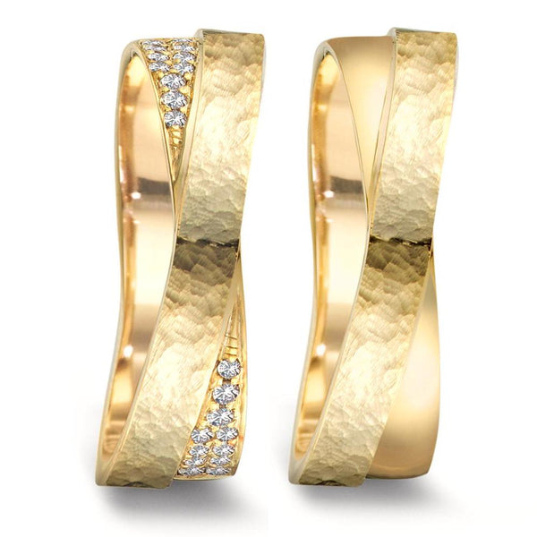 Partnerring 750/18 K Gelbgold Diamant 0.13 ct, 22 Steine, w-si