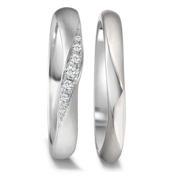 Partnerring 950 Platin Diamant 0.08 ct, 7 Steine, tw-vsi
