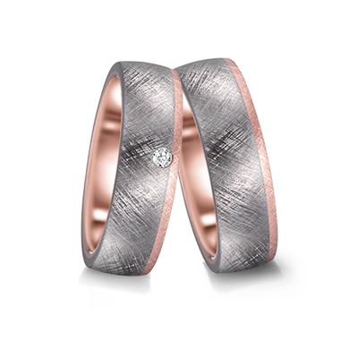 Partnerring 999 Tantal, 585/14 K Rosegold Diamant 0.03 ct, w-si
