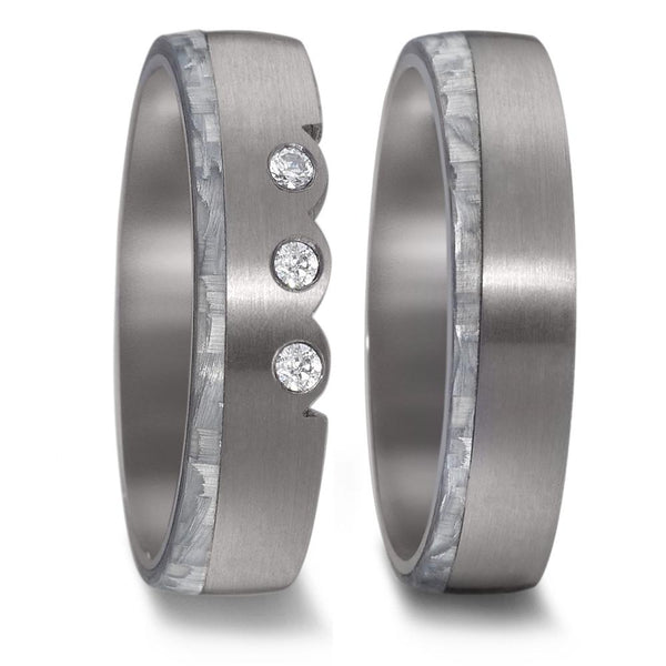 Partnerring aus Tantal mit Grey Carbon feinmattierter Oberfläche