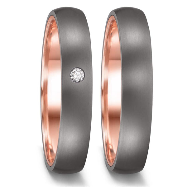 Partnerring 999 Tantal, 585/14 K Rotgold