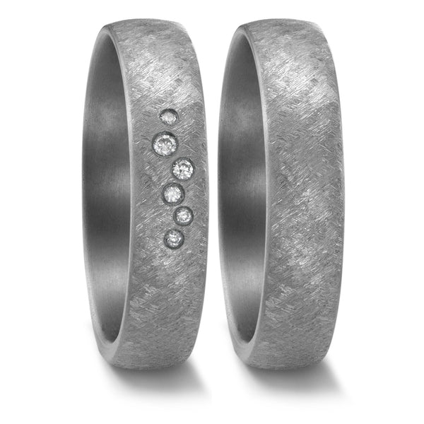 Partnerring 999 Tantal Diamant 0.047 ct, 6 Steine, w-si