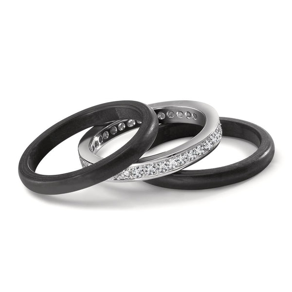 Memory Ring 750/18 K Weissgold Diamant weiss, 0.50 ct, 35 Steine, Brillantschliff, w-si