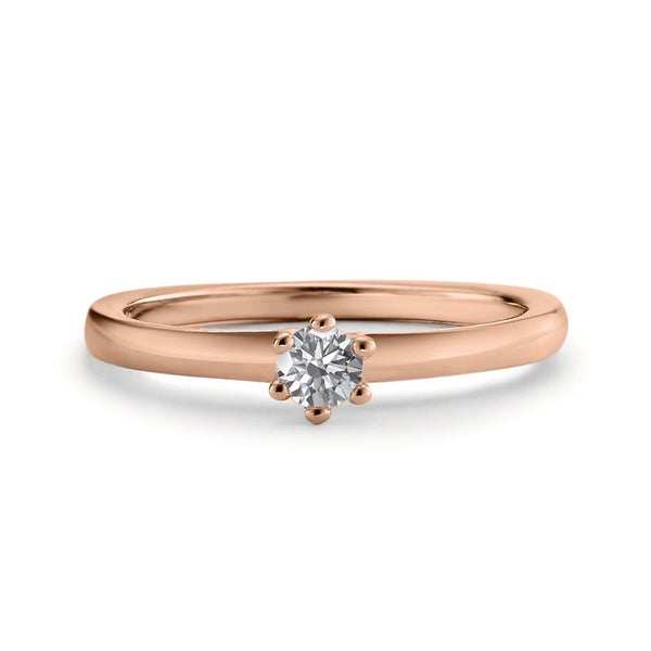 Solitär Ring 750/18 K Rotgold Diamant 0.15 ct, w-si