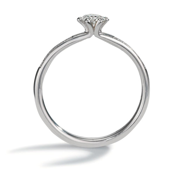 Solitär Ring 750/18 K Weissgold Diamant 0.364 ct, 13 Steine, w-si, GIA