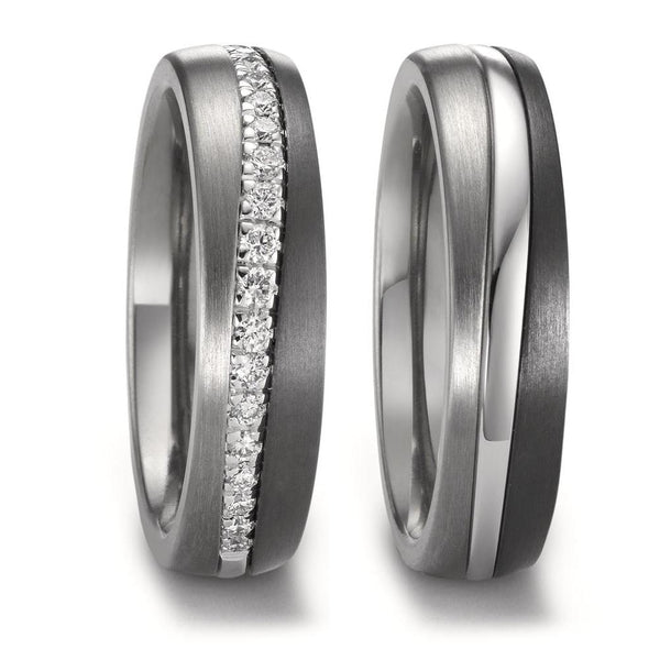 Partnerring Zirkonium, 585/14 K Weissgold, Titan