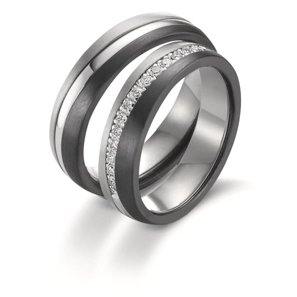 Partnerring Zirkonium, 585/14 K Weissgold, Titan