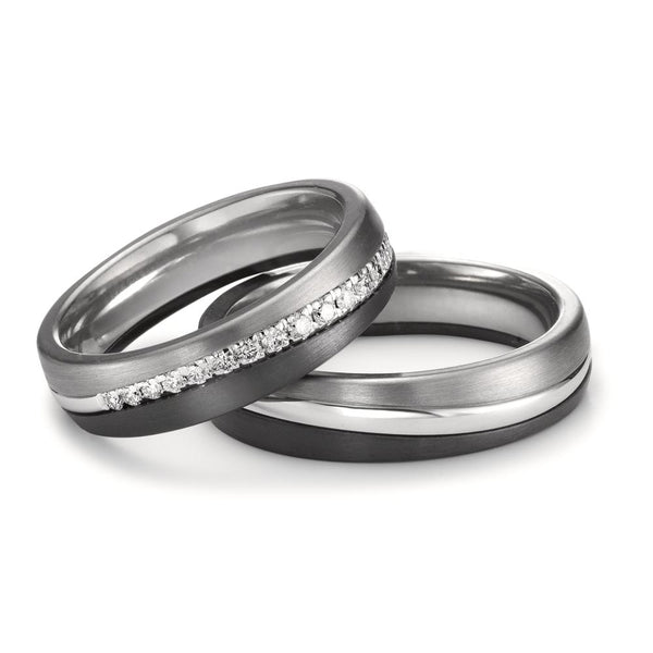 Partnerring Zirkonium, 585/14 K Weissgold, Titan