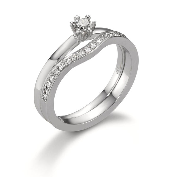 Solitär Ring 750/18 K Weissgold Diamant 0.15 ct, w-si